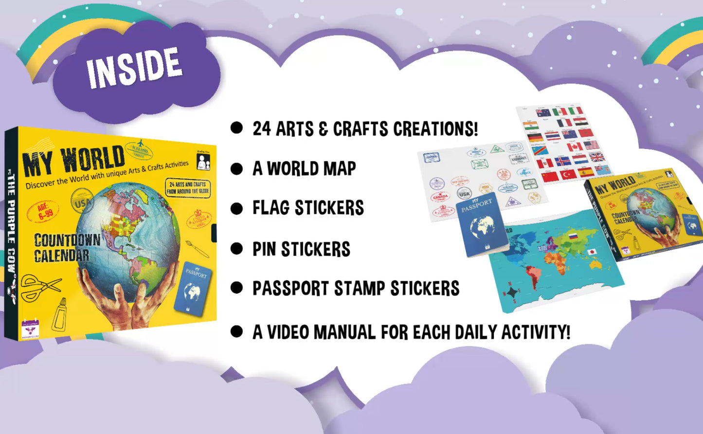 My World Advent Calendar 2025 - visit 24 countries, explore different cultures, create original Arts & Crafts from each country! Ages 9+ Includes a Printed Guide