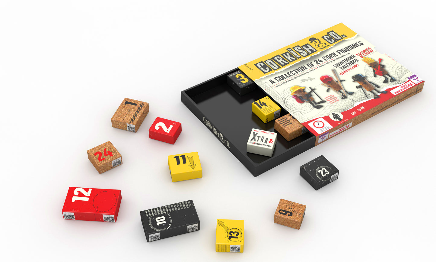 Meet the Corkish & Co.'s countdown Calendar! An amazing collection of 24 unique cork figurines. Open up the daily box to discover a new, adorable Corkish character. Age 13 and above. Gender neutral.