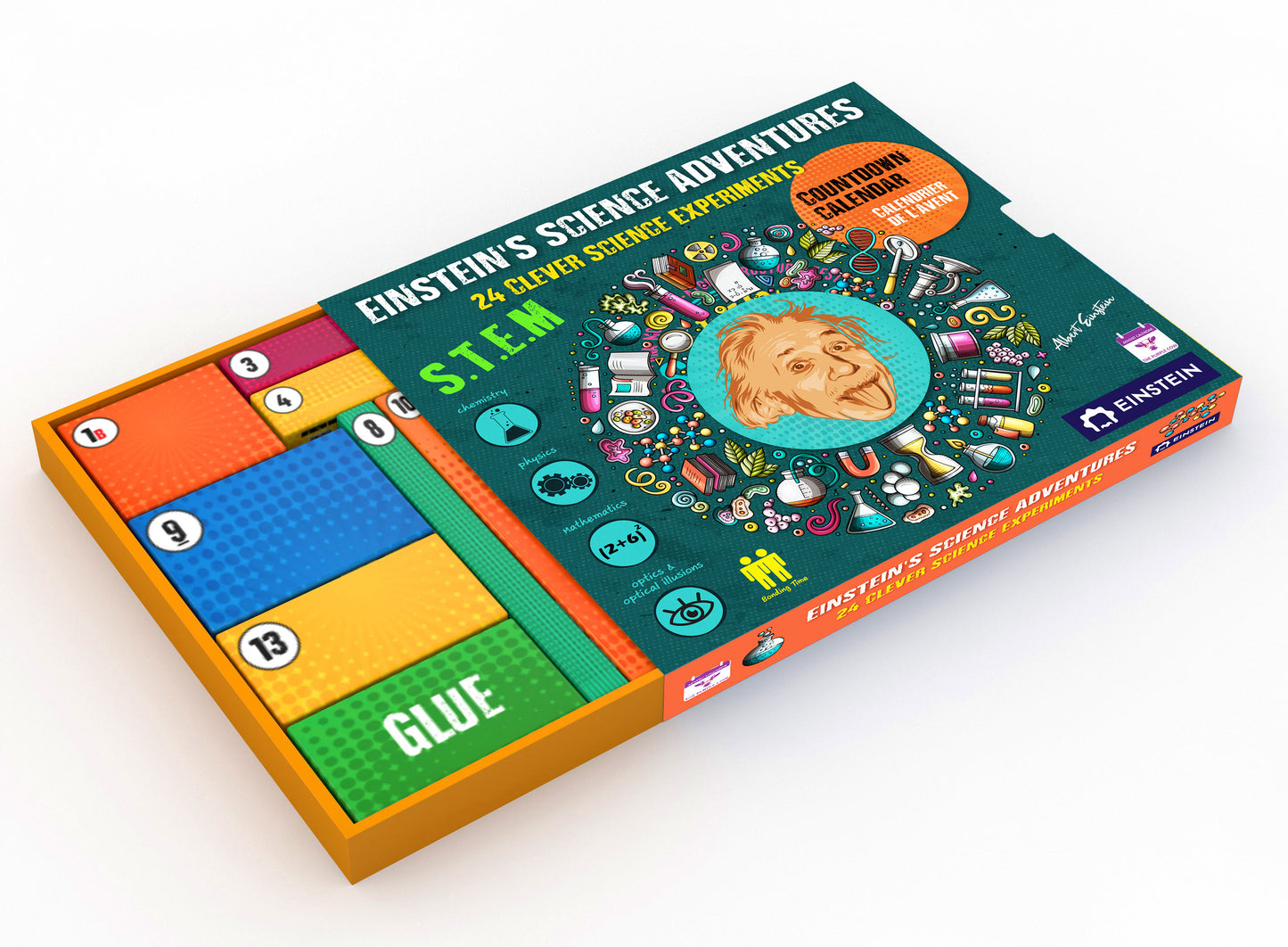NEW 2025 Einstein Science Adventures - Advent Calendar Kit. 24 Jaw-dropping Science Tricks for Kids inspired by Einstein's playful inquisitive spirit. The perfect holiday S.T.E.M gift!