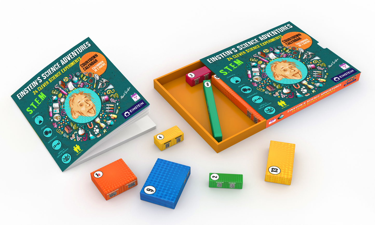 NEW 2025 Einstein Science Adventures - Advent Calendar Kit. 24 Jaw-dropping Science Tricks for Kids inspired by Einstein's playful inquisitive spirit. The perfect holiday S.T.E.M gift!