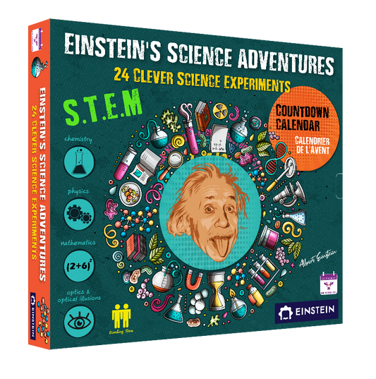 NEW 2025 Einstein Science Adventures - Advent Calendar Kit. 24 Jaw-dropping Science Tricks for Kids inspired by Einstein's playful inquisitive spirit. The perfect holiday S.T.E.M gift!