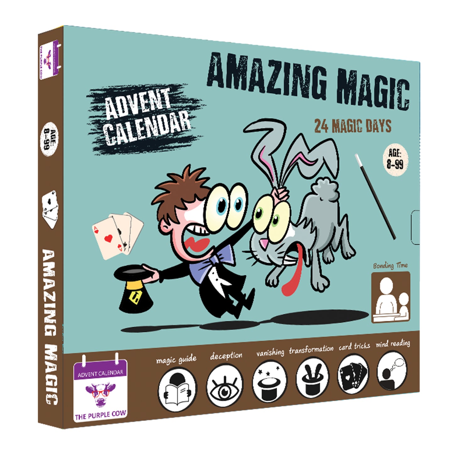 Advent Calendar 2025 Amazing Magic by The Purple Cow. 24 SUPER COOL & EASY to learn Magic tricks. Comes with a step-by-step picture guide + a video guide. For kids aged 8 and above. The perfect magician starter kit