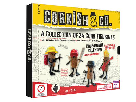 Meet the Corkish & Co.'s countdown Calendar! An amazing collection of 24 unique cork figurines. Open up the daily box to discover a new, adorable Corkish character. Age 13 and above. Gender neutral.